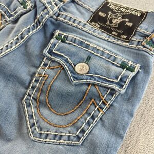 True Religion Ricky Jeans 30x33 Blue Contrast Thick Stitch Relaxed Straight Y2K
